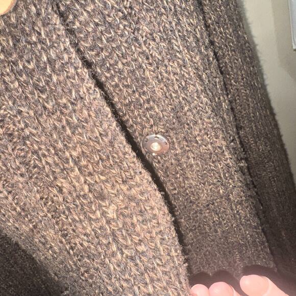 Carolyn Taylor Brown Cardigan Ribbed Knit Sweater womens XL longer length - Picture 4 of 10